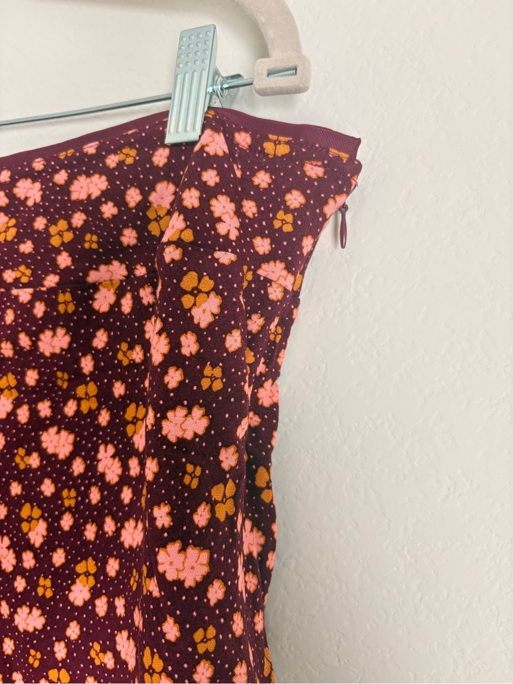Free People Women's Floral Midi Skirt - Burgundy Pink size 12 - Picture 7 of 11